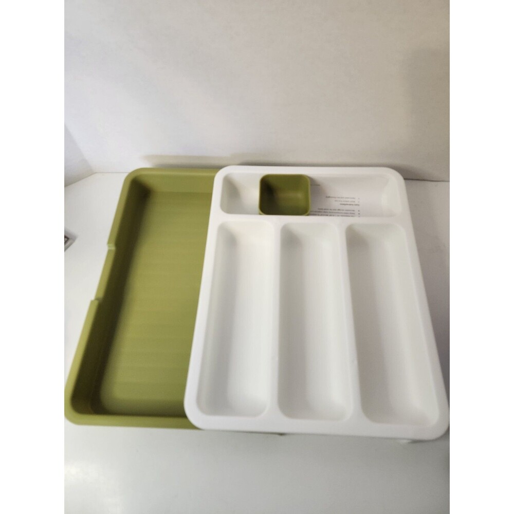 SILVERWARE FLATWARE TRAY GREEN & WHITE BRAND NEW